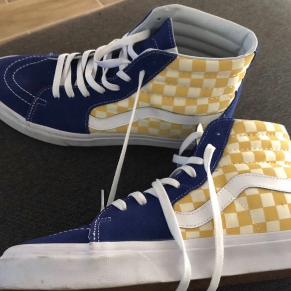 blue yellow checkered vans